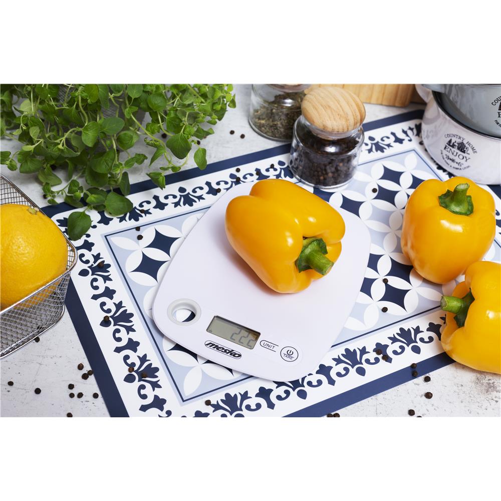 Mesko MS 3159 digitale Küchenwaage mit Tara-Funktion, 5 kg Kapazität, weiß