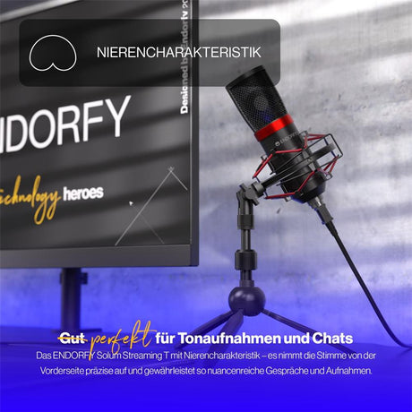 ENDORFY Solum Streaming T, schwarzes Mikrofon mit Mute Button und Anti-Schockmontage