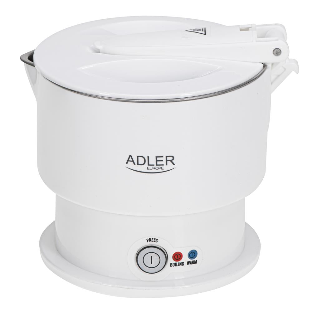 Adler AD 1377 Reise Wasserkocher 0,6 L faltbares Silikongehäuse Camping weiß