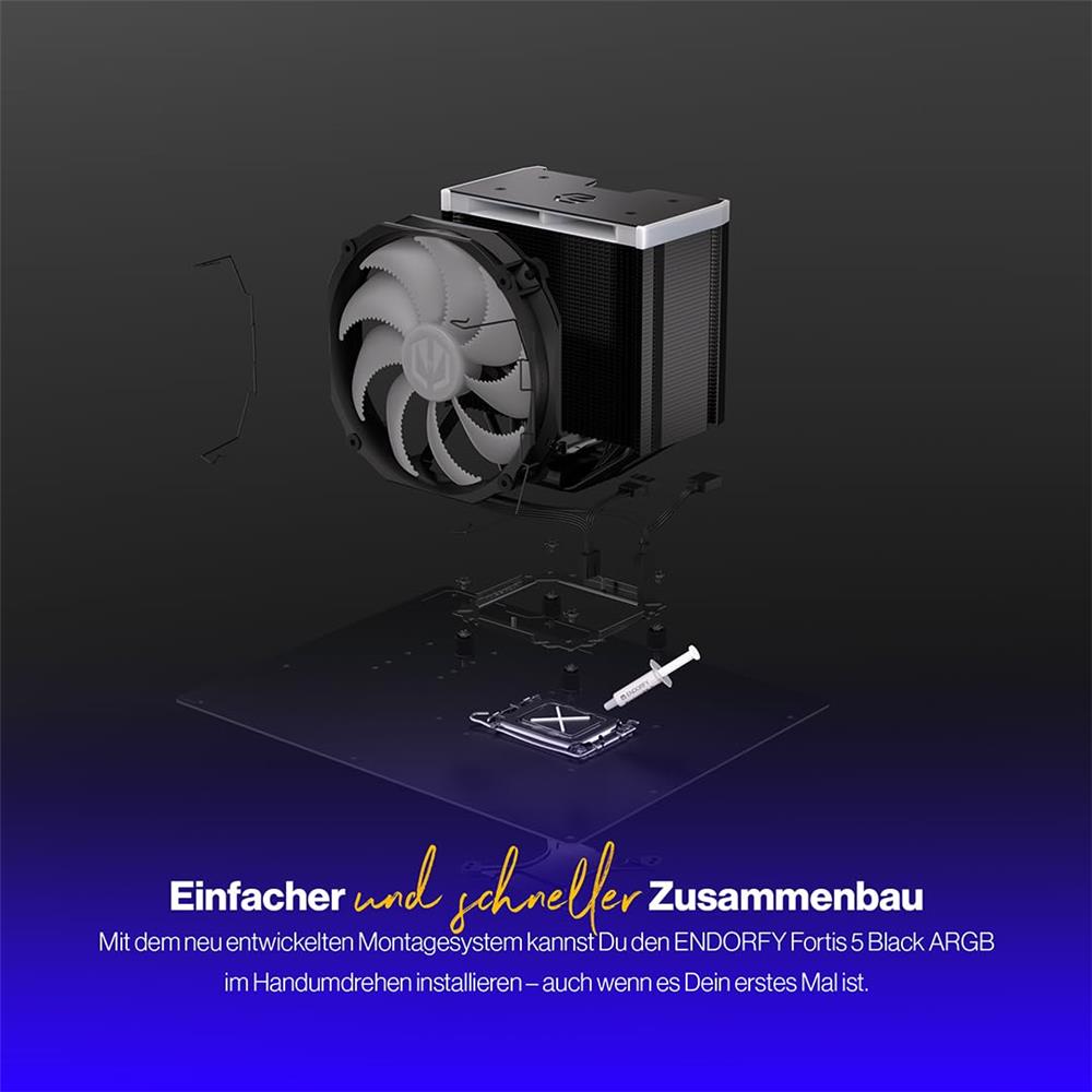 ENDORFY Fortis 5 Black ARGB CPU-Kühler, Beleuchtet, inklusive Wärmeleitpaste | EY3A014