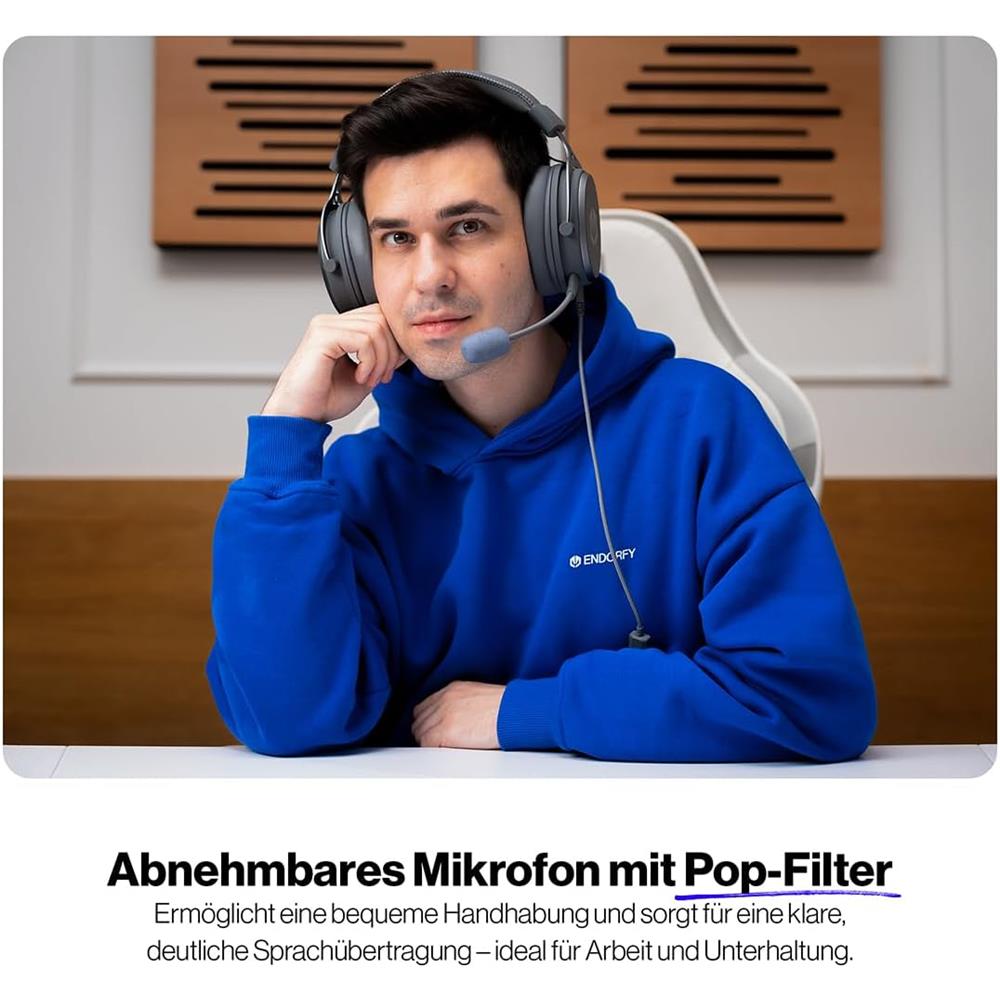 ENDORFY VIRO Plus USB Alt Gray Gaming-Headset – 7.1 Sound & abnehmbares Mikrofon