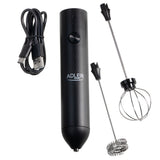 Adler AD 4533 Milchaufschäumer 2-in-1, wiederaufladbar, 3 Geschwindigkeiten, Edelstahl-Aufsätze, USB-C
