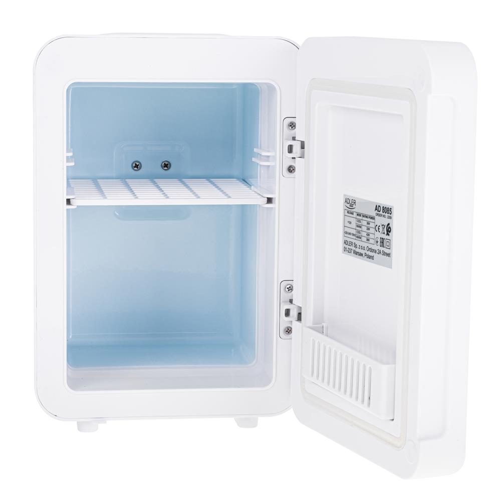 Adler AD 8085 Minikühlschrank mit Spiegel 4 L Weiß, tragbar fürs Auto