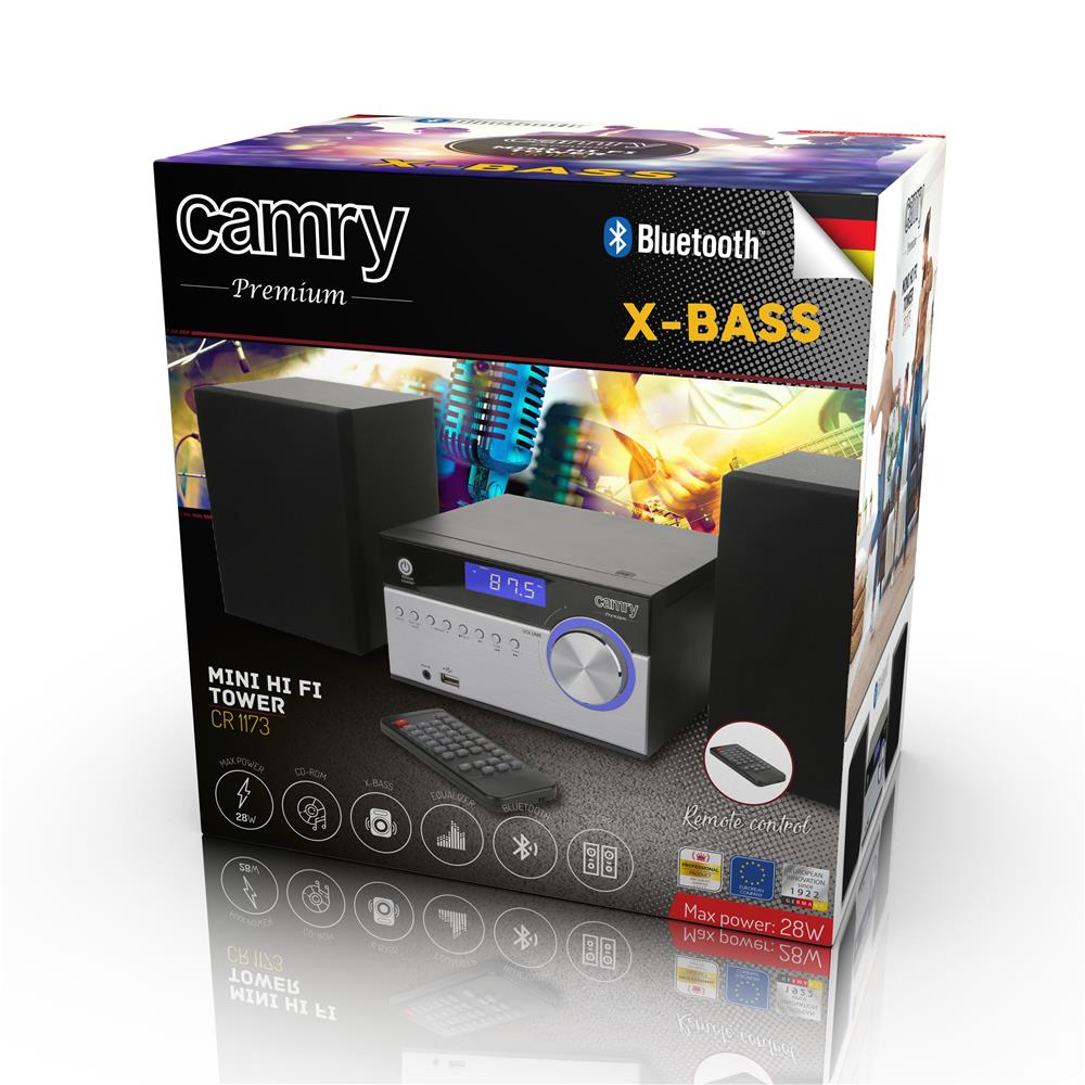 Camry CR 1173 Mini HiFi Anlage mit CD Player, Schwarz