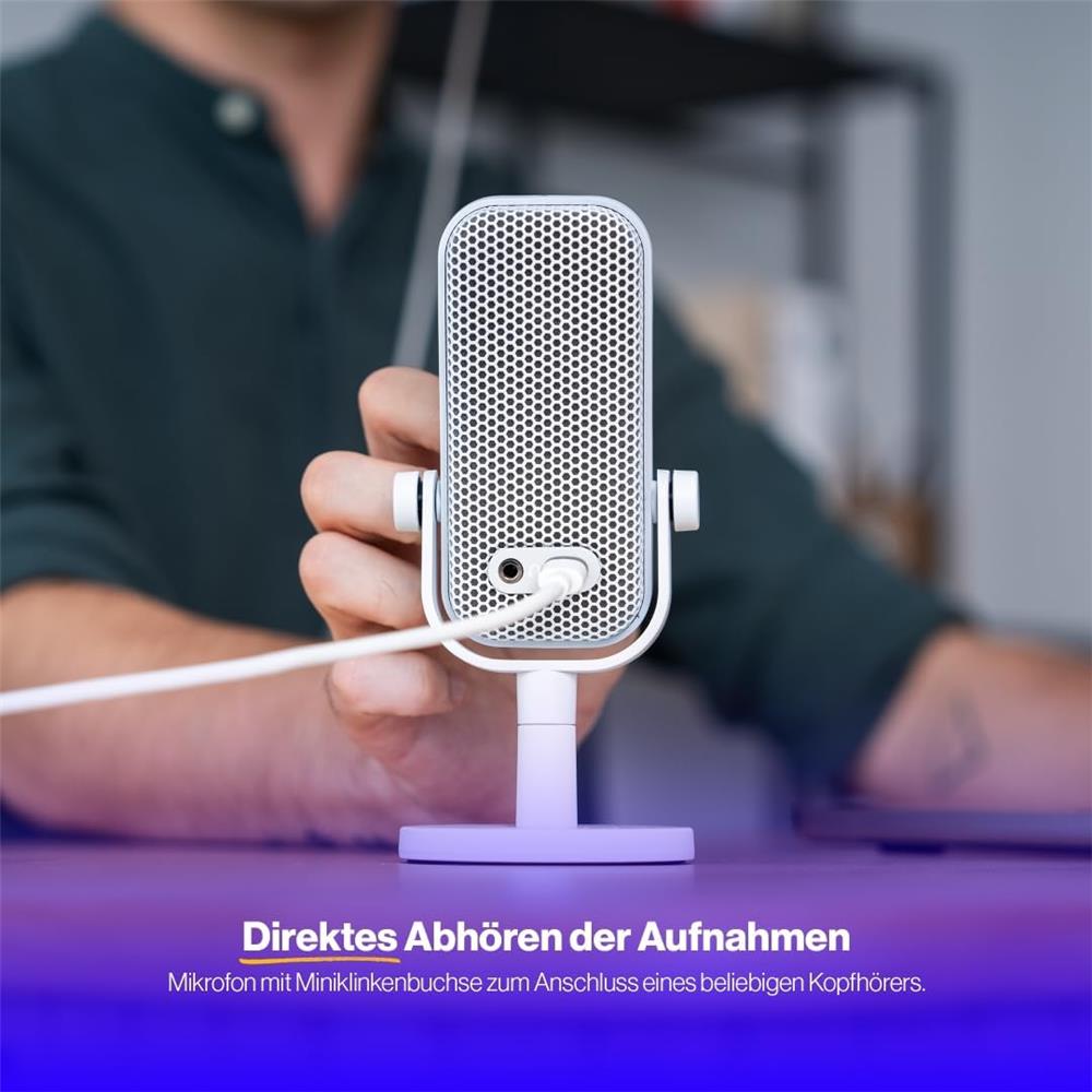 ENDORFY Solum Voice S Onyx White USB Mikrofon mit RGB und Kopfhöreranschluss