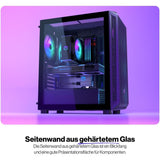 ENDORFY Arx 500 ARGB, ATX PC-Gehäuse, inkl. 4x 140mm ARGB PWM-Lüfter, Seitenteil aus gehärtetem Glas | EY2A011