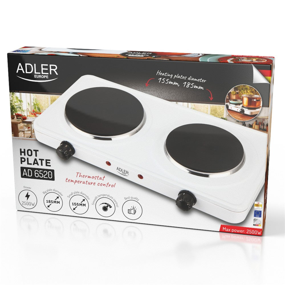 Adler AD 6520 Doppelkochplatte elektrisch weiß