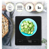 Camry CR 3175 digitale Küchenwaage mit 15 kg Kapazität, LED-Anzeige und Gesten-Tara, schwarz