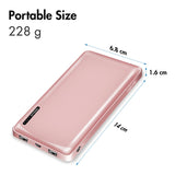 LogiLink Powerbank 10.000 mAh, 2× USB-A & 1× USB-C, Schnellladen, Roségold