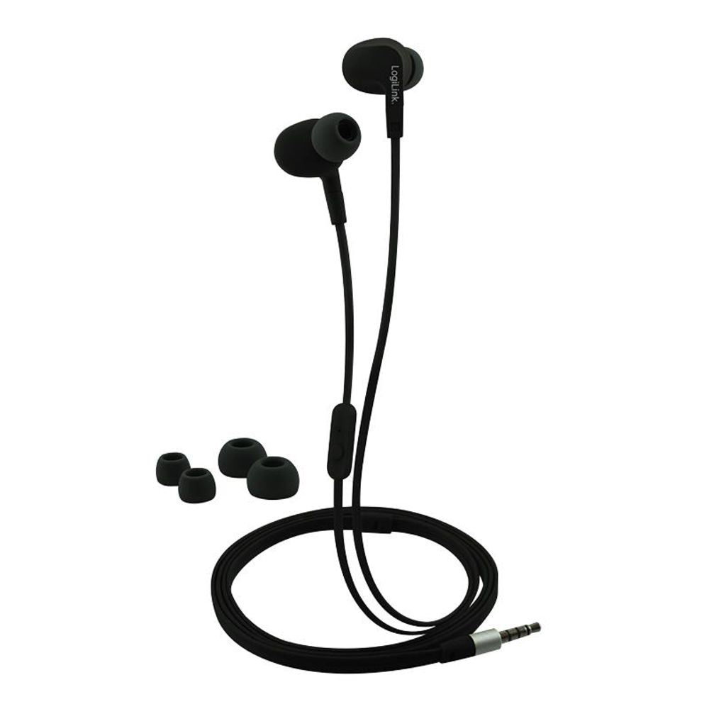 LogiLink Wassergeschütztes (IPX6) Stereo In-Ear Headset, Schwarz