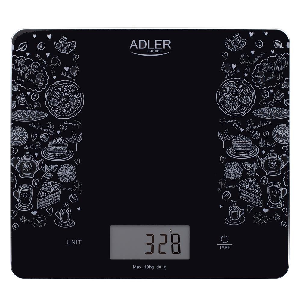 Adler AD 3171 Küchenwaage Digital bis 10kg LCD Display Tara Funktion schwarz Anti Rutsch Füße