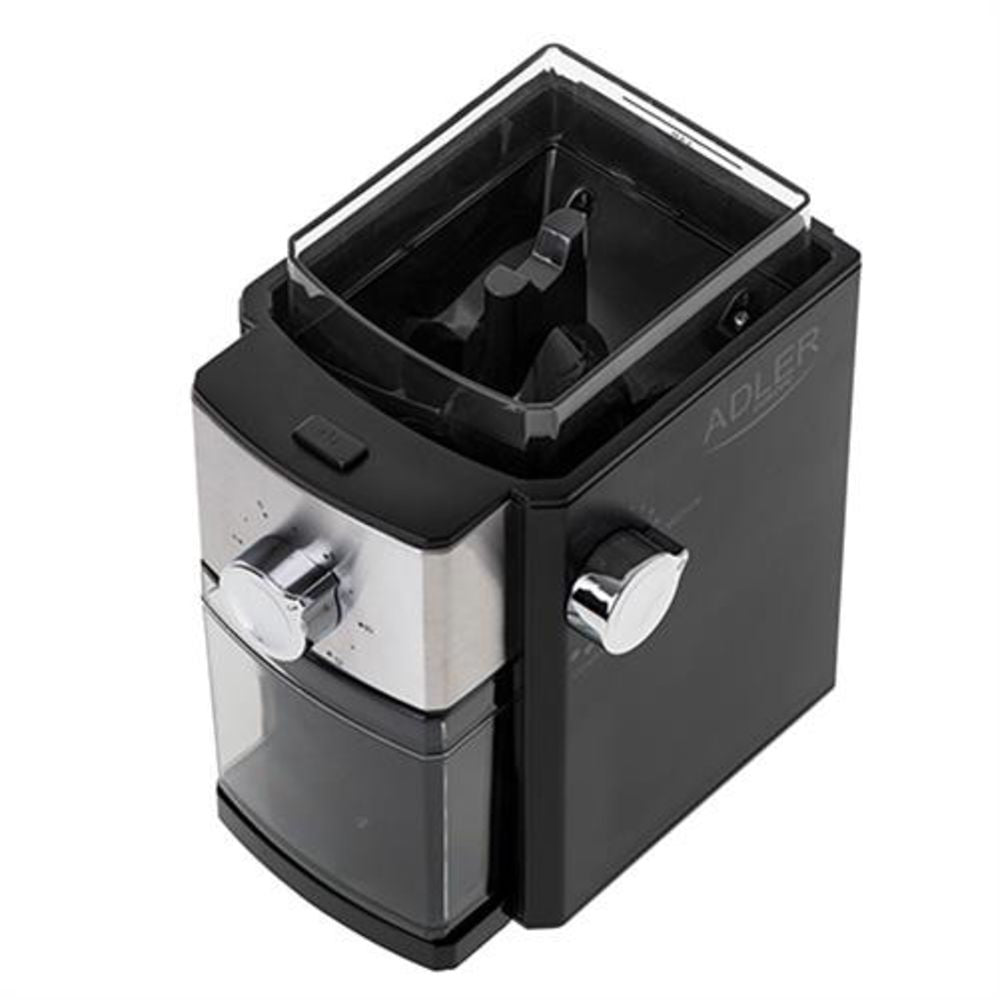 Adler Burr Kaffeemühle AD 4448 schwarz Kaffee Mühle elektrisch Kaffeesatz Kaffeebohne Kaffeebehälter Gummifüße