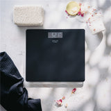 Adler AD 8194B Personenwaage Digital bis 180 kg, USB-C Akku Waage mit LCD Display, 100 g Genauigkeit, Glaswaage für Bad & Körpergewicht, Schwarz