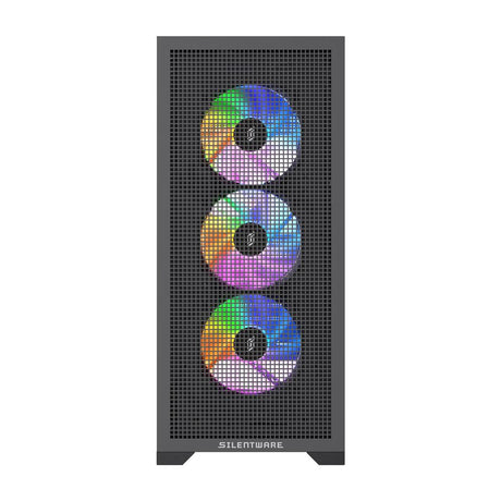 Silentware Core 100 A-RGB Black – Midi Tower mit Mesh-Front, Glas-Seitenfenster & 4 PWM RGB Lüftern