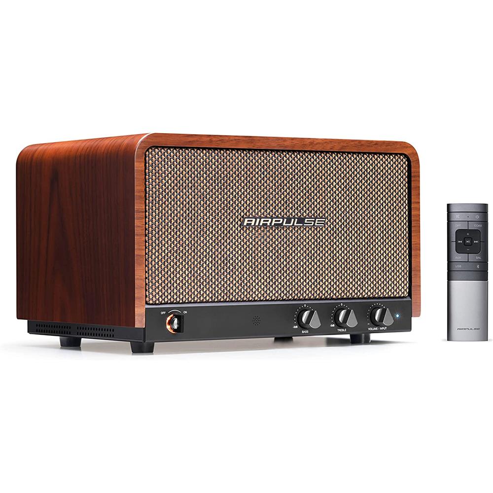 Edifier AIRPULSE P100X Lautsprechersystem (60W) im Retro-Look mit Bluetooth 5.1 (aptX), Holzfarben