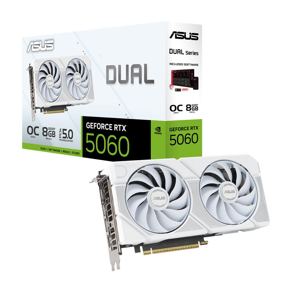 ASUS Dual GeForce RTX 5060 White OC 8GB GDDR7 Gaming Grafikkarte PCIe 5.0