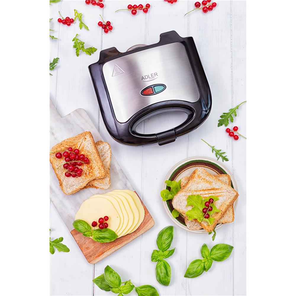 Adler Sandwichmaker AD 3015 Sandwichtoaster Edelstahl Schwarz Design