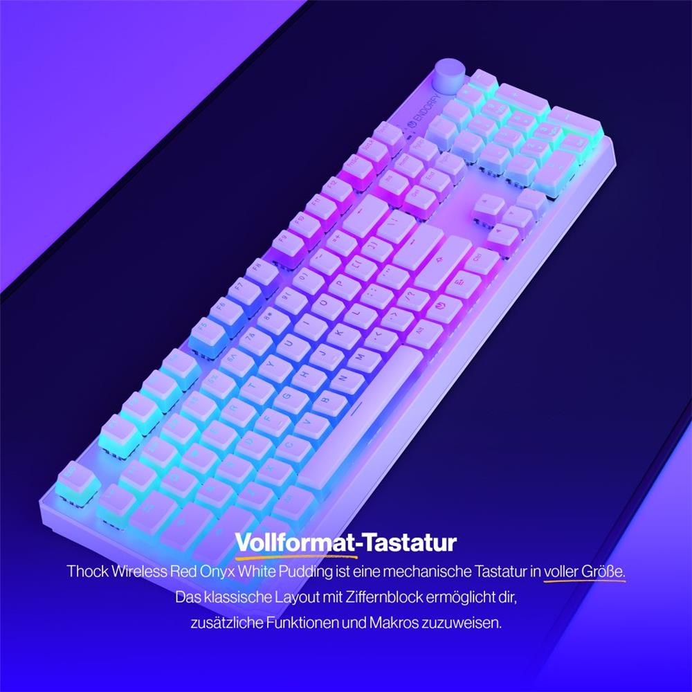 ENDORFY EY5A120 - Tastatur (Eng Layout, QWERTY) Thock Wireless OWH Kailh RD, Kabellos, Beleuchtet, Weiß