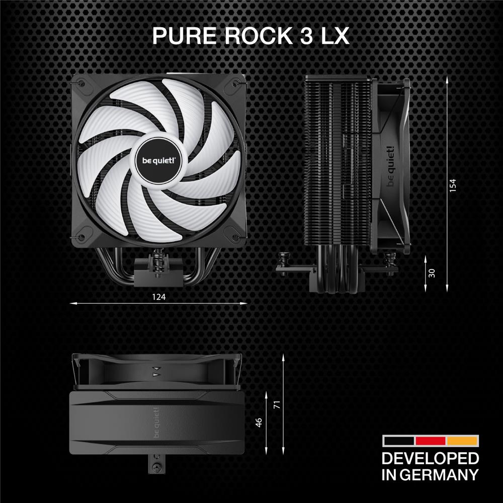 be quiet! Pure Rock 3 LX Luftkühler sehr hohe Kühlleistung 4 Hochleistungs-Heatpipes mit HDT-Technologie