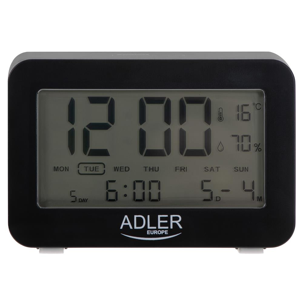 Adler AD 1196B Batteriebetriebener Wecker schwarz digital Hintergrundbeleuchtung 3 Alarme