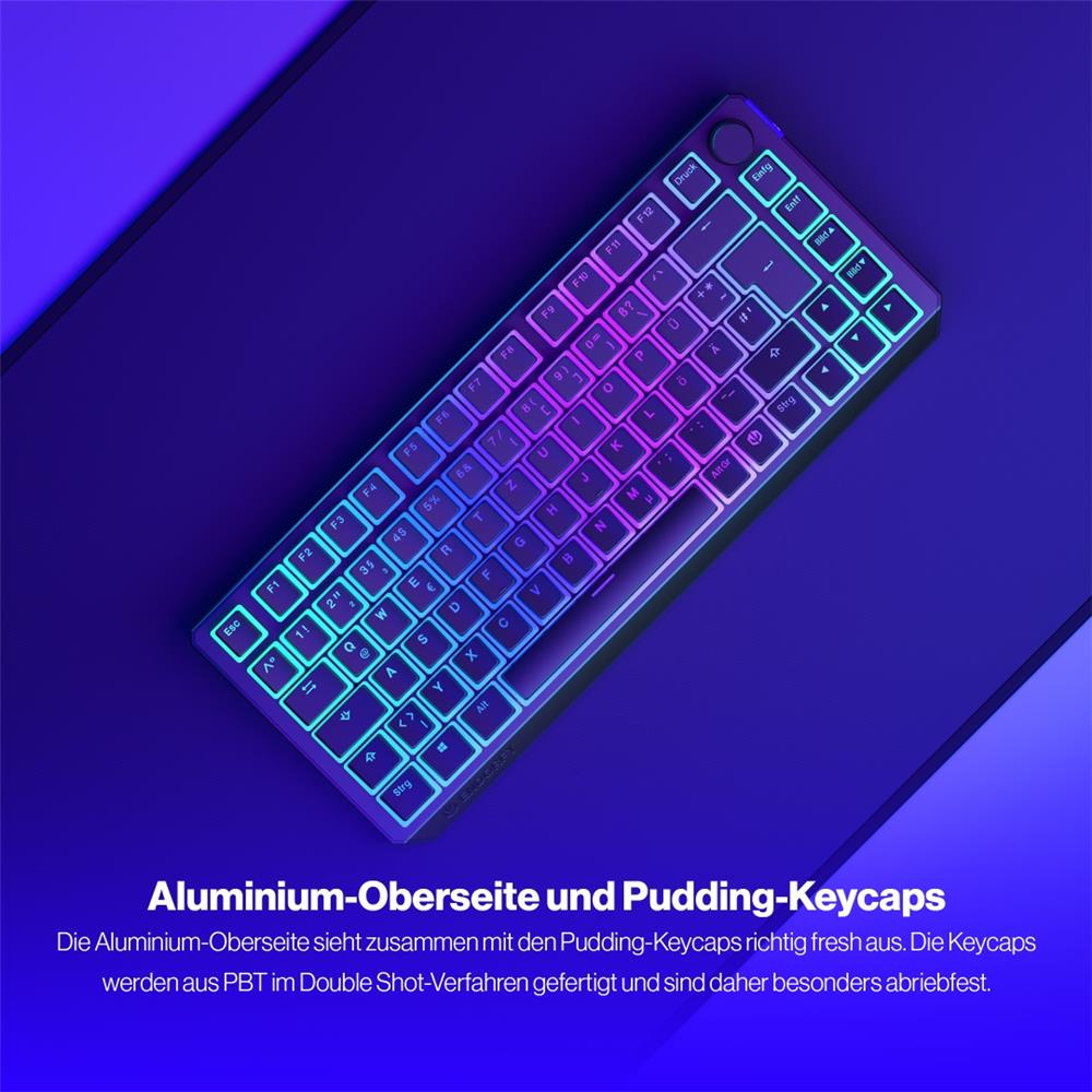ENDORFY Thock 75% Wireless DE Kailh Box Black Pudding, Tastatur, Schwarz, Beleuchtet, Kabellos, DE-Layout