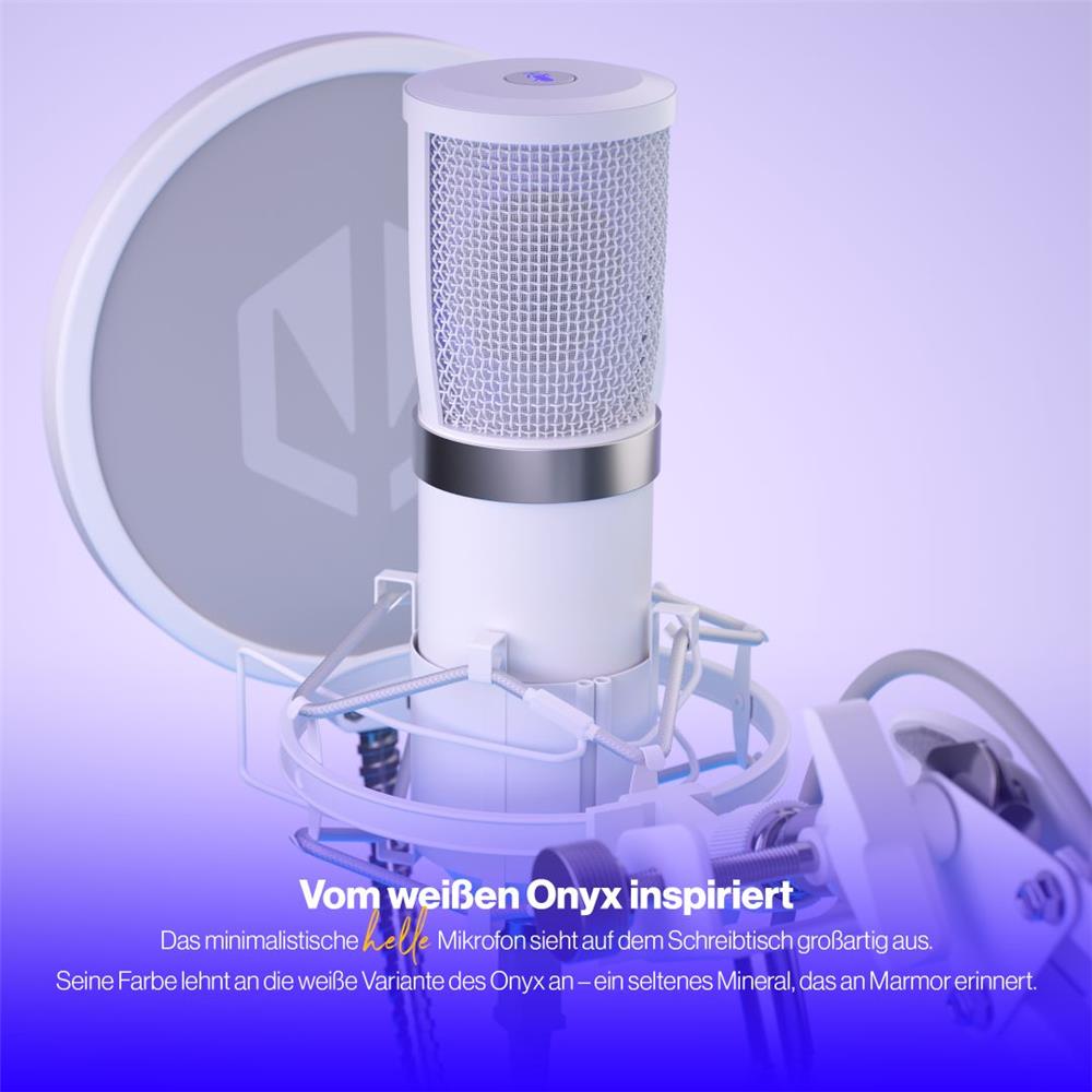 ENDORFY Solum Streaming Onyx White USB Mikrofon mit Anti Shock Montage