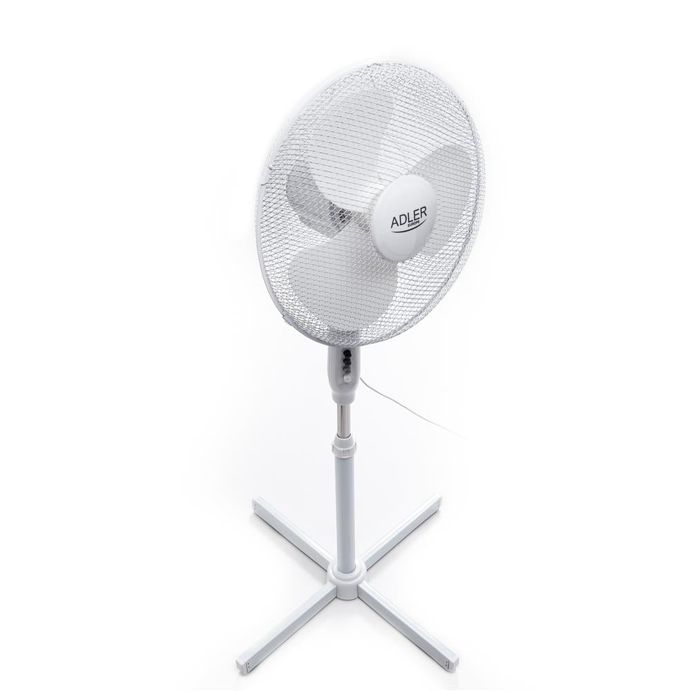 Adler AD 7305 Standventilator Weiß 40 cm Durchmesser Ventilator Standfuß höhenverstellbar