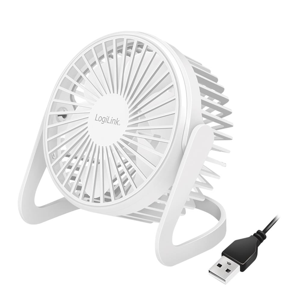 LogiLink USB-Schreibtischventilator, 12,7 cm, 30 dB, weiß