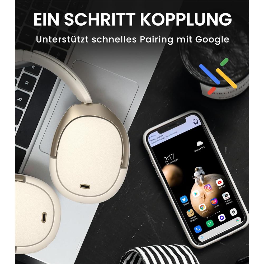 Edifier WH950NB – Premium Kabellose Over-Ear Kopfhörer mit aktiver Geräuschunterdrückung, Elfenbeinfarben