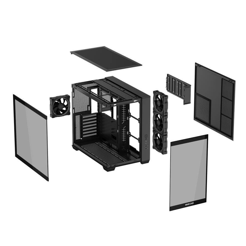 ASUS A32 PLUS TG ARGB Black ATX PC Gehäuse mit Panorama Glas und GPU bis 420 mm