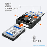 GRAUGEAR Einbaurahmen Frontblende 3x HDD SSD 2x 2,5" + 1x 3,5" auf 5,25" Einbauschacht