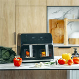 Adler AD 6315 Doppel Heißluftfritteuse mit Sichtfenster 8L Airfryer 2 Fächer schwarz