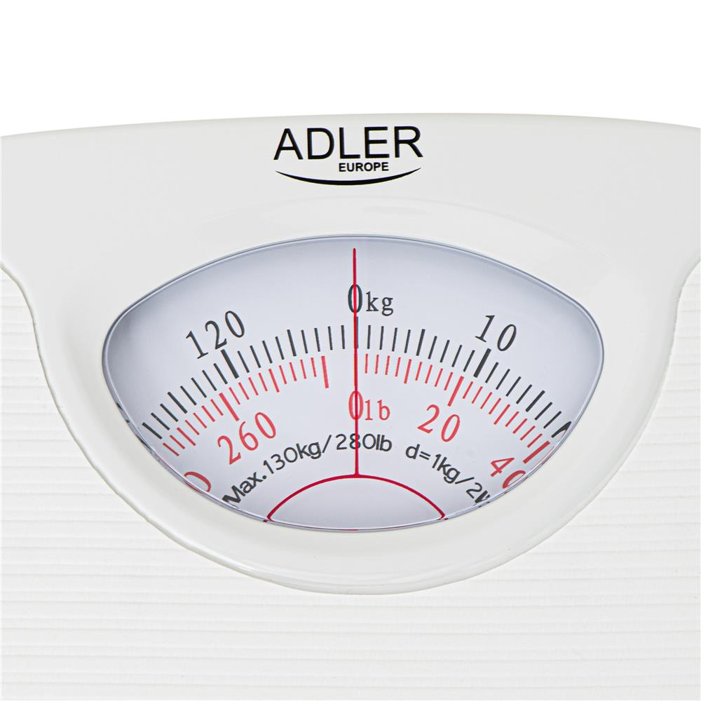 Adler AD 8151w Analoge Personenwaage für max. 130kg, Badezimmerwaage in Weiß