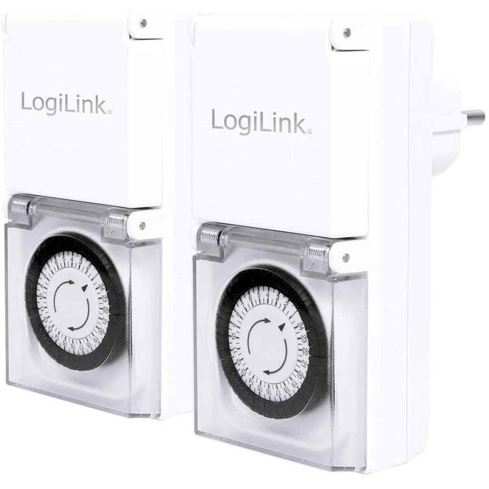 LogiLink Mechanische Zeitschaltuhr im 2er Set, IP44, für Outdoor