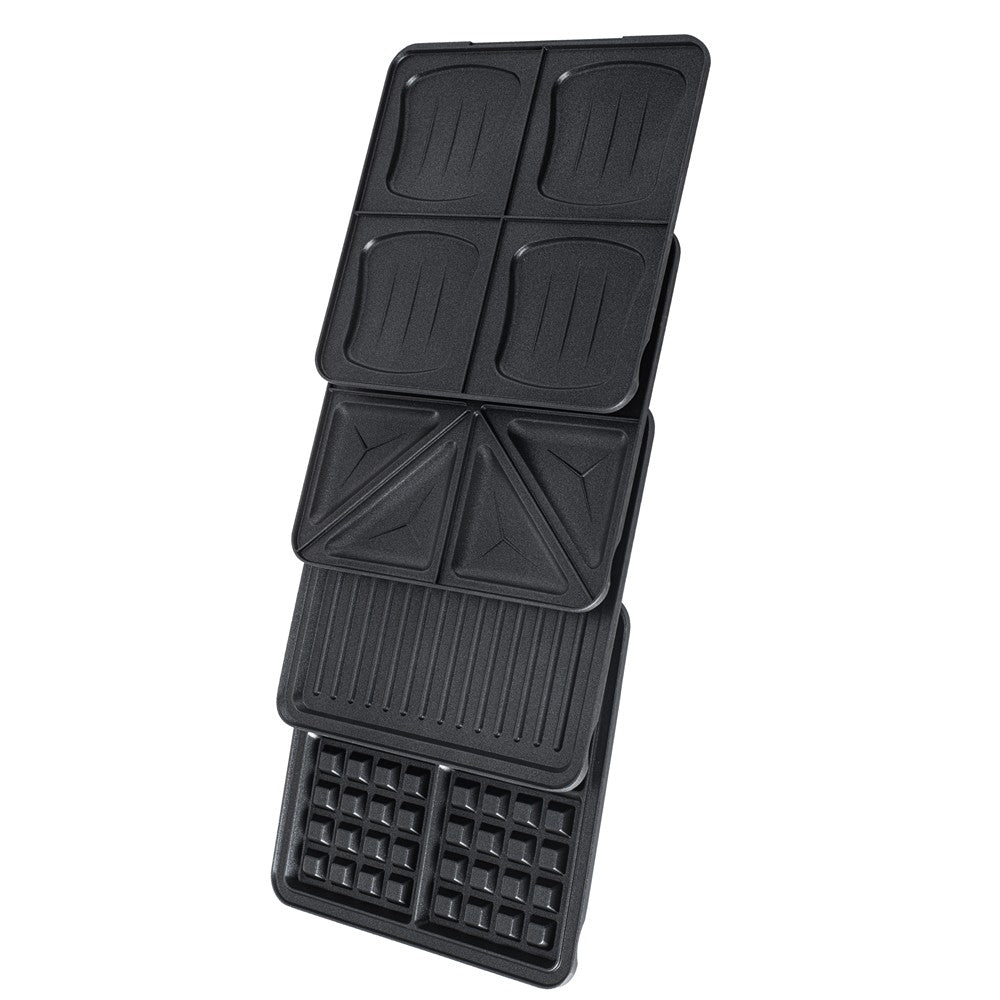 Adler AD 3096 4-in-1 Sandwichmaker, Sandwichtoaster mit Wechselplatten, Waffeleisen, Kontaktgrill, LED-Touchdisplay, Timer, Temperaturregelung, Antihaftbeschichtung, Schwarz/Silber