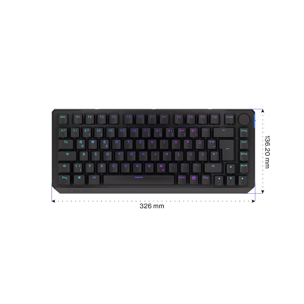 ENDORFY Thock 75 Prozent Wireless Tastatur DE Layout Kailh Box Red Schwarz