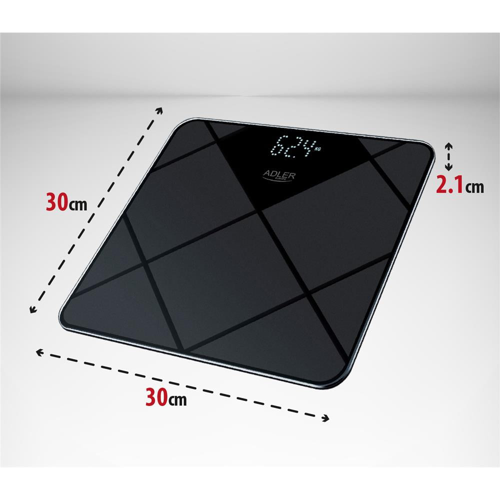 Adler AD 8169 Personenwaage schwarz digital Badezimmerwaage 180 kg Batterie Automatische Abschaltung
