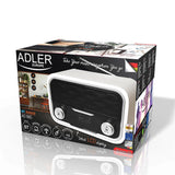 Adler AD 1185 Bluetooth Radio UKW 50 Senderspeicher SD USB MP3 Akku Modernes Design Küchenradio weiß