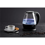 Adler AD 1224 Wasserkocher in Schwarz, 1,5 Liter, 2200 Watt, aus Glas mit LED Beleuchtung