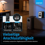 Edifier T5s – Aktiver 8" Subwoofer, 70W RMS, 35 Hz Bass, Braun Holzoptik