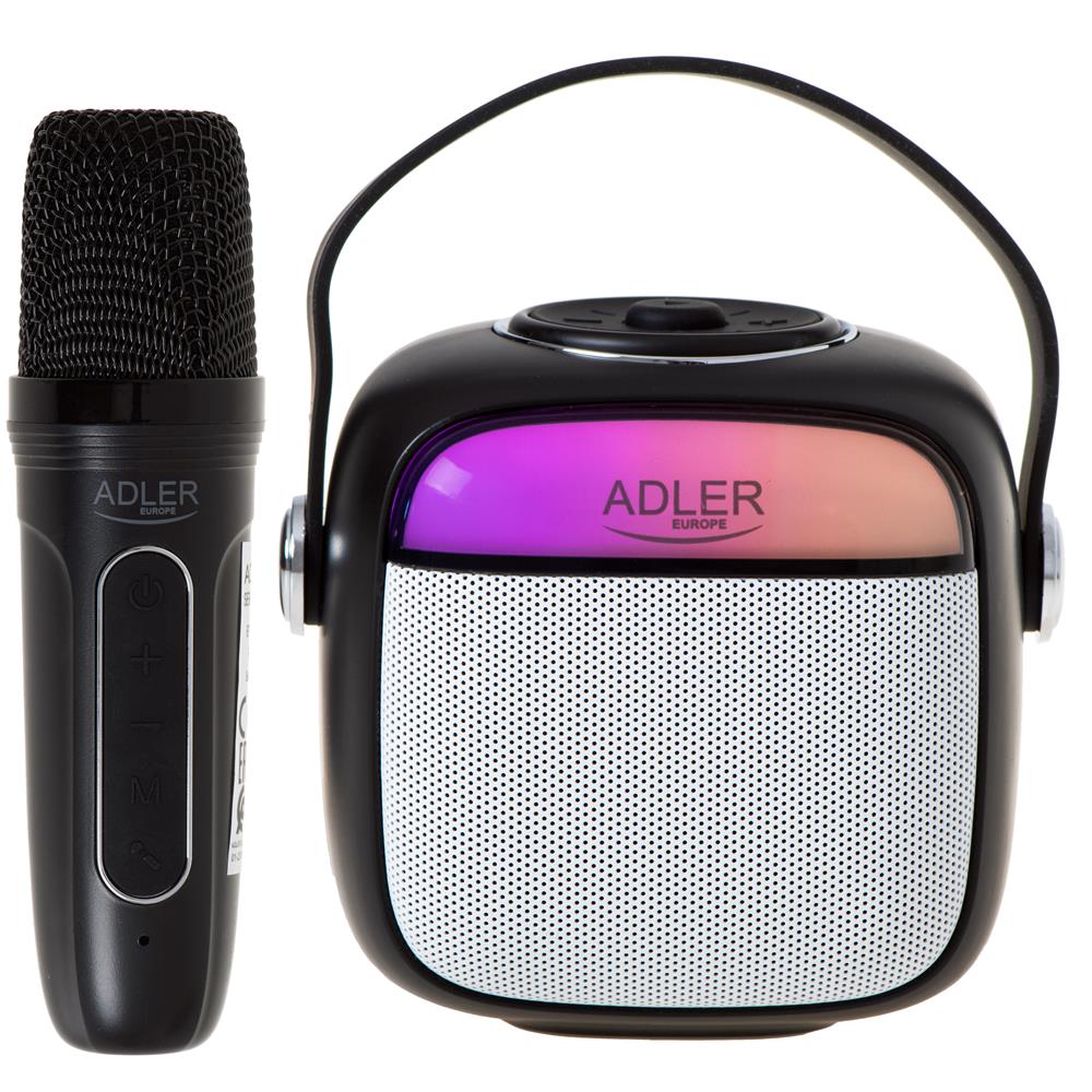 Adler AD 1199 Karaoke Lautsprecher mit Mikrofon SD USB AUX Bluetooth schwarz