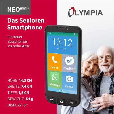 Olympia NEO Mini+ Seniorenhandy 5" Smartphone Notruftaste Whatsapp Android 15 4G LTE Dual SIM