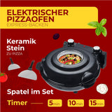 Adler AD 6314 Elektrischer Pizzaofen mit Sichtfenster Pizza Ofen schwarz