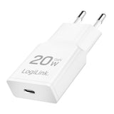 LogiLink USB-C Steckdosenadapter, 20 W, GaN, extra schmal, Weiß