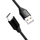 LogiLink USB 2.0 Type-C Kabel, C/M zu USB-A/M, Stoff, Verbindungskabel, schwarz, 1 m