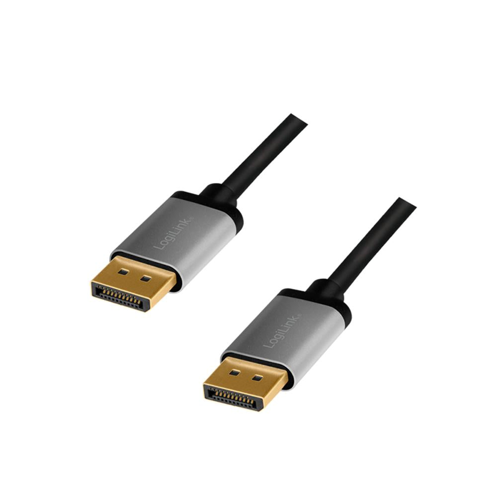 LogiLink DisplayPort-Kabel, DP/M zu DP/M, 4K/60 Hz, Alu, schwarz/grau, 5 m