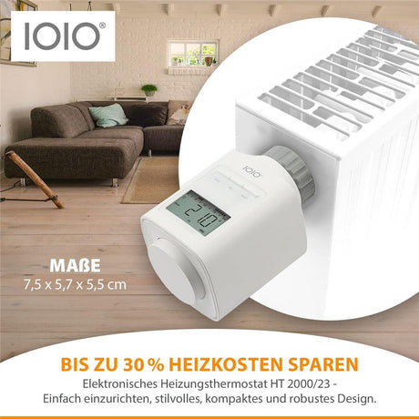 IOIO HT 2000-23 elektronisches Heizkörperthermostat programmierbar Heizthermostat digital weiß