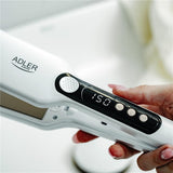 Adler AD 2325 Haarglätter breit Glätteisen Keramikplatten für alle Haartypen weiß