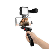 LogiLink Vlogger Kit für Smartphones mit LED Licht Mikrofon Stativ