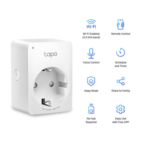 TP-Link Tapo P100 Mini Smart WLAN-Steckdose 1er Pack Fernzugriff kein Hub notwendig